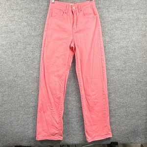 rue21 Small 26x29 Mid Rise Straight Leg Jeans Coral Pink Babiecore Girly Y2K